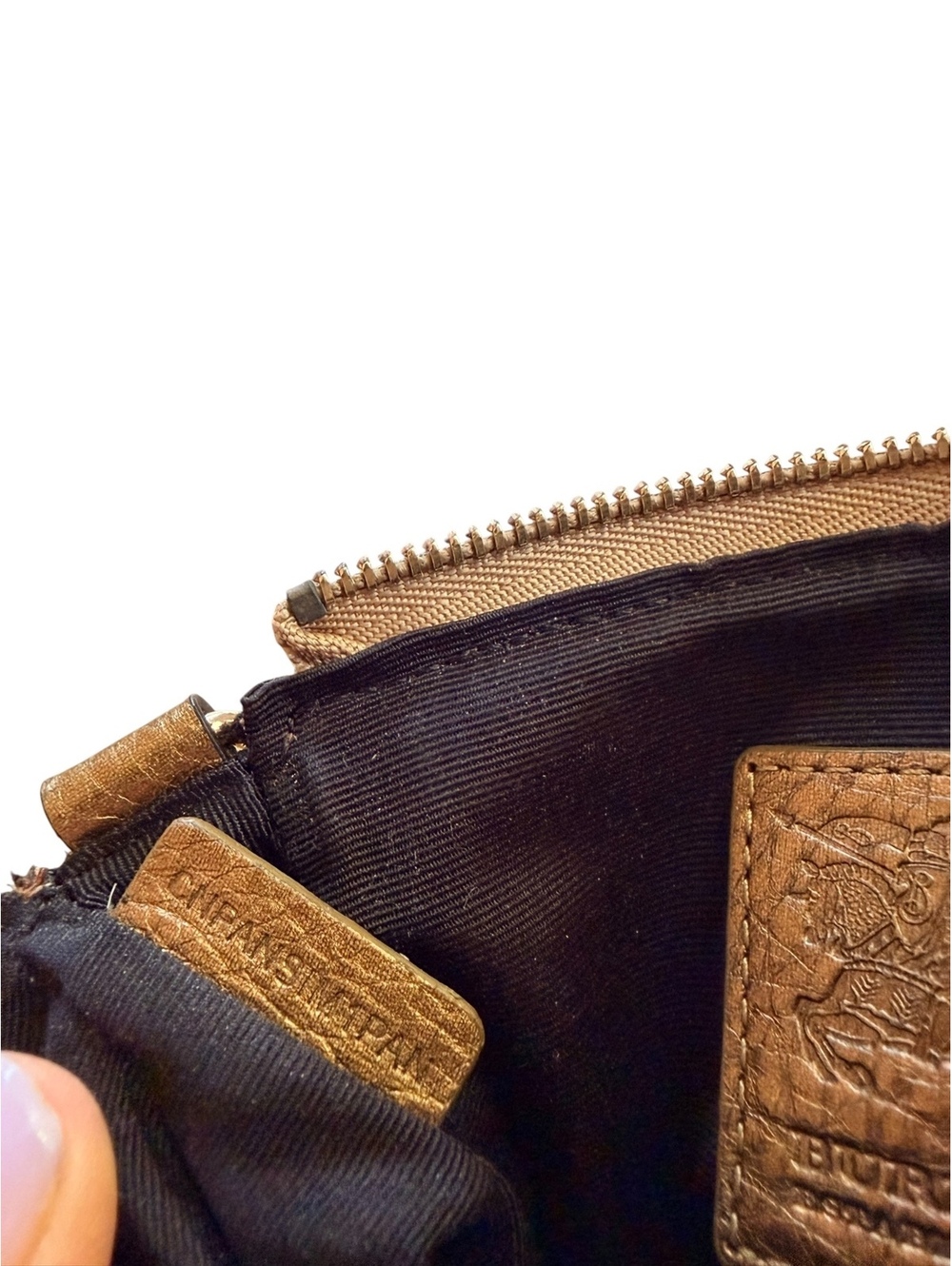 Burberry House Check Wristlet Pouch Nova Check Canvas Leather Zip Clutch - Picture 6 of 10